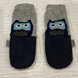 MimiTens Gray and Blue Owl Mittens for Kids